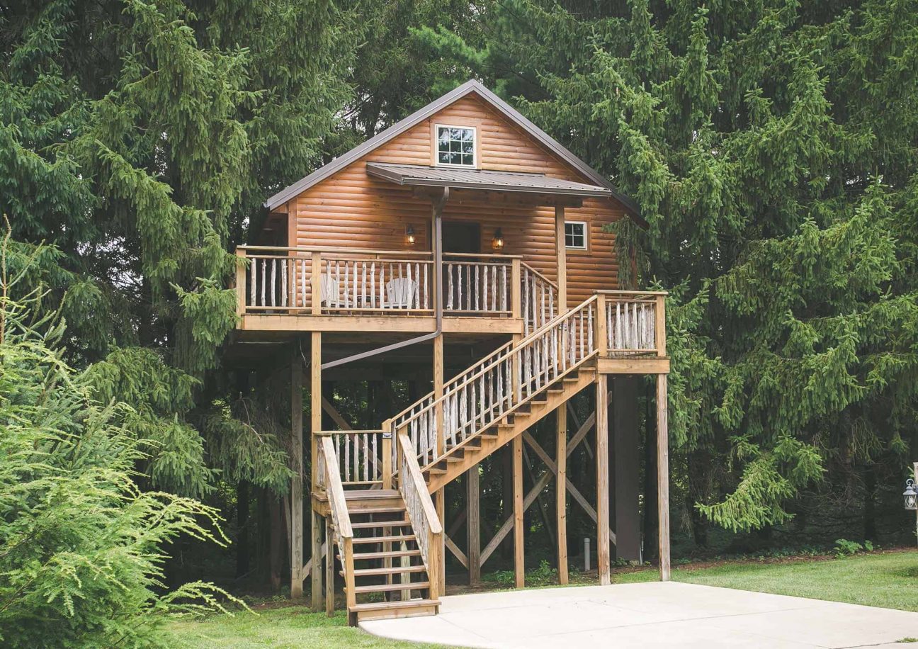 Lofty Willows Treehouse at Pine Cove surrounded by trees